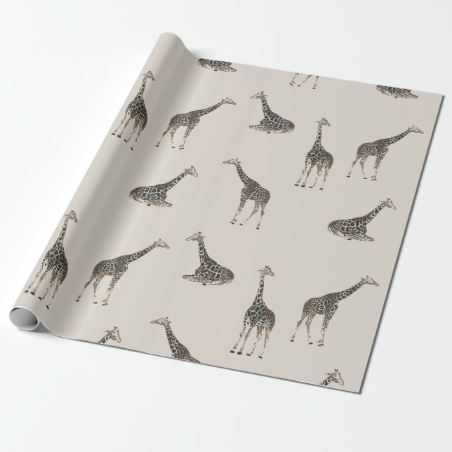 Papel De Regalo Giraffe light mocha (Desenrollado)