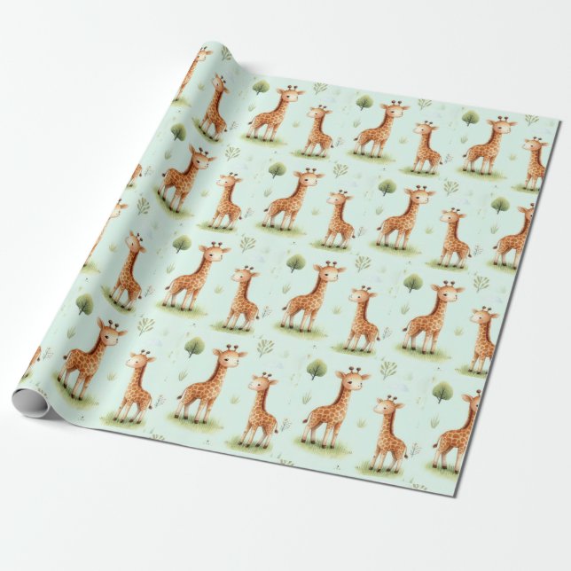 Papel De Regalo Giraffe Parade Baby Gift (Desenrollado)
