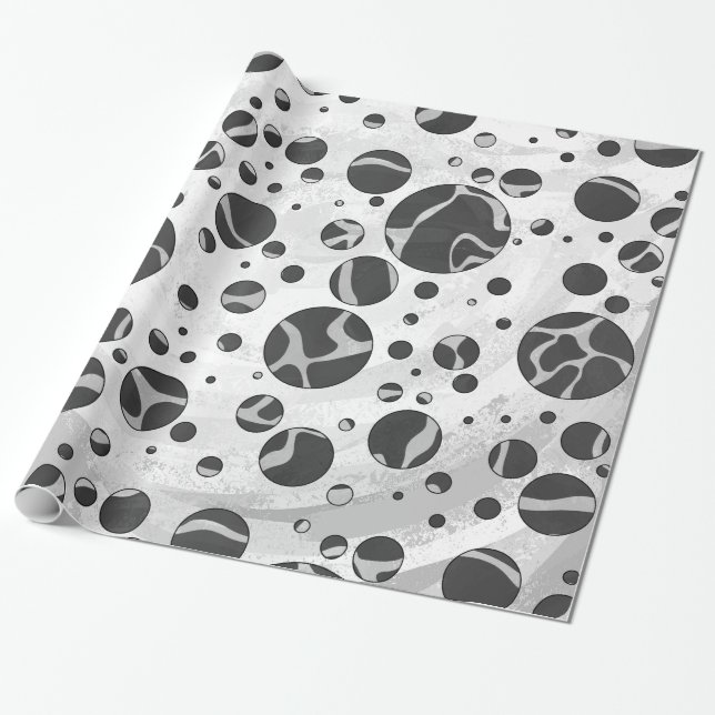 Papel De Regalo Giraffe Polka Dot Black and Light Gray Print (Desenrollado)