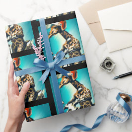 Papel De Regalo Giraffe vistiendo casco en motocicleta arte modern