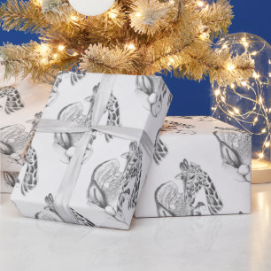 Papel De Regalo Giraffe y Santa navidades