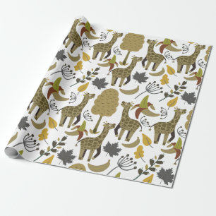 Papel De Regalo Giraffilia patrón impecable amarillo blanco alto
