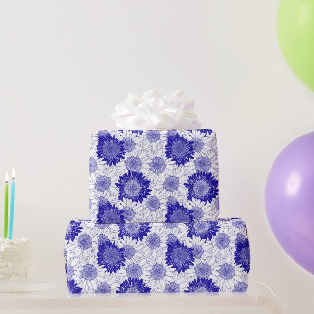 Papel De Regalo Girasol Azul (Regalos de fiesta)