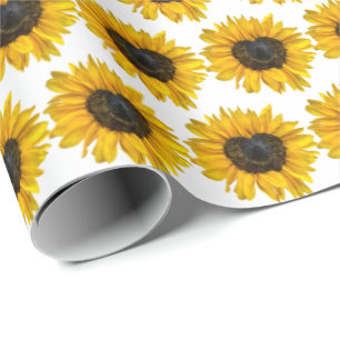 Papel De Regalo Girasol cardíaco sobre blanco