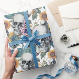 Papel De Regalo Girasol de cráneo gótico de Halloween