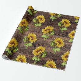 Papel De Regalo Girasol ruso en la madera
