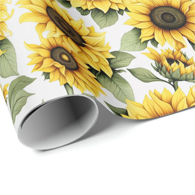 Papel De Regalo Girasol Rústico Campestre  (Esquina del rollo)