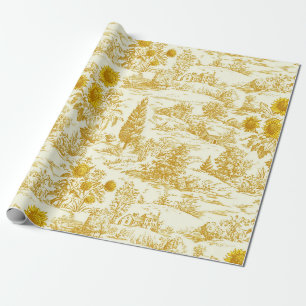 Papel De Regalo Girasol rústico Toile de campo en tonos cálidos