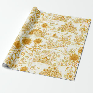 Papel De Regalo Girasoles Campo Toile Amarillo Vintage