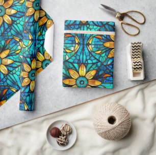 Papel De Regalo Girasoles Elegantes Patrón de Vidrio Falso Teñido