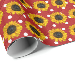 Papel De Regalo girasoles en puntos de polka