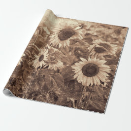 Papel De Regalo Girasoles gigantes Sepia Textura Floral Decoupage