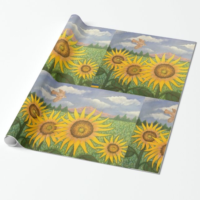 Papel De Regalo Girasoles para Ucrania (Desenrollado)