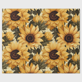 Papel De Regalo Girasoles sobre fondo pálido en rollo continuo