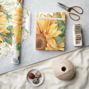 Papel De Regalo Girasoles y abejas 