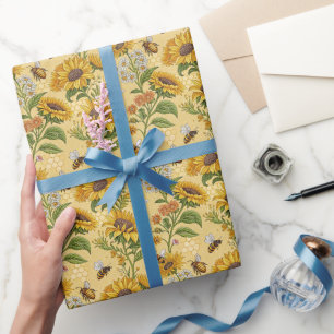 Papel De Regalo Girasoles y Abejas 