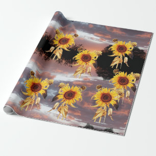 PAPEL DE REGALO GIRASOLES Y PUESTA DE SOL DE VERANO