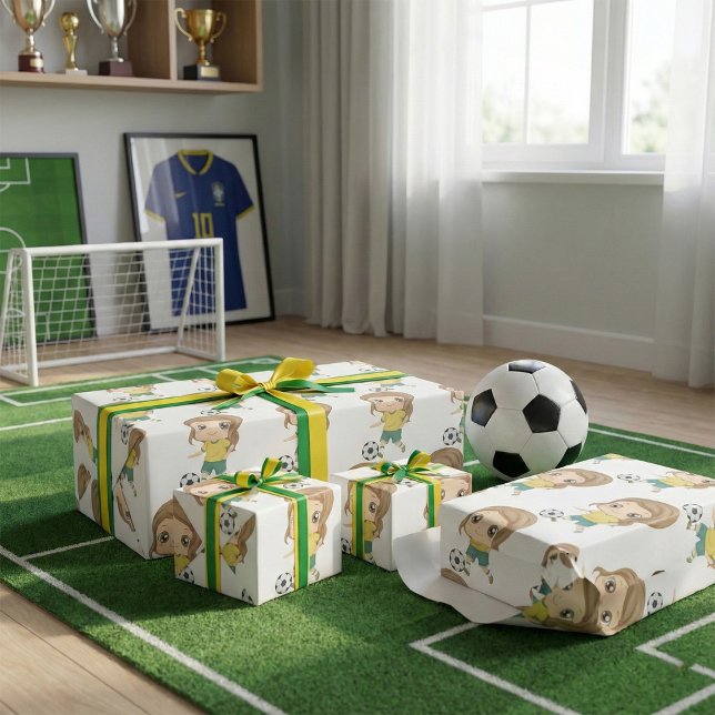 Papel De Regalo Girl Playing Soccer Adorable Kids Sports (Subido por el creador)