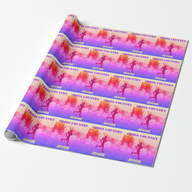 Papel De Regalo Girls Cross Country Running Rainbow  (Desenrollado)