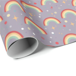 Papel De Regalo Girls Cute Purple Magical Rainbow Birthday