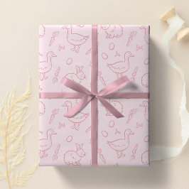 Papel De Regalo Girls Easter Cute Bunny Rabbit Goose Girly Spring