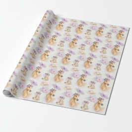 Papel De Regalo Girls Purple Floral Horse Gift Wrapping Paper