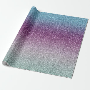 Papel De Regalo Girly Aqua Purple Mint Pink Purpurina sombrío