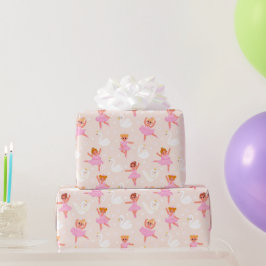 Papel De Regalo Girly Cute Pink Ballerina Patrón de Cisne