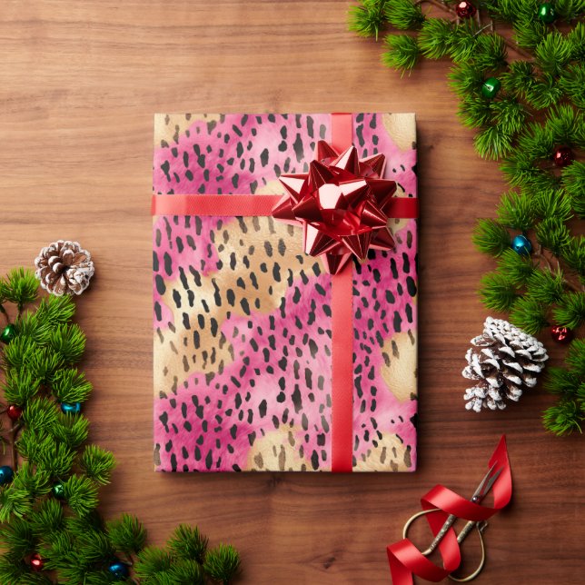 Papel De Regalo Girly Glam Gold Pink Leopard (Regalo de vacaciones)