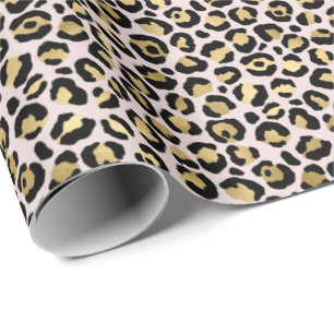 Papel De Regalo Girly Glam Gold Rubor Leopard Print
