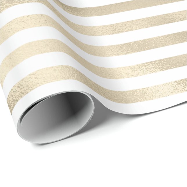 Papel De Regalo Girly Glam Gold Stripes (Esquina del rollo)