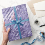 Papel De Regalo Girly Glam Purple Purpurinas Stripes Cumpleaños<br><div class="desc">Girly Glam Purple Purpurina Stripes cumpleaños</div>