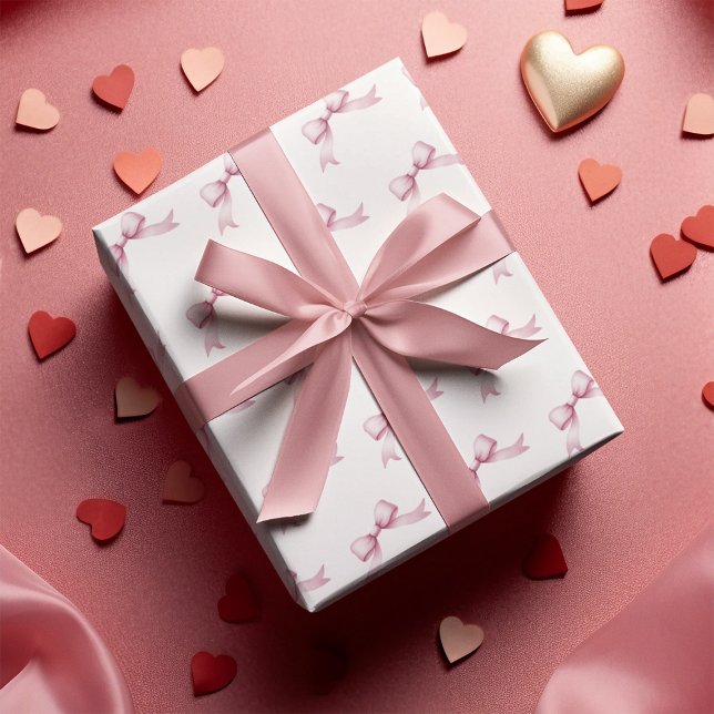 Papel De Regalo Girly Pink Bow (Girly Pink Bow Wrapping Paper)