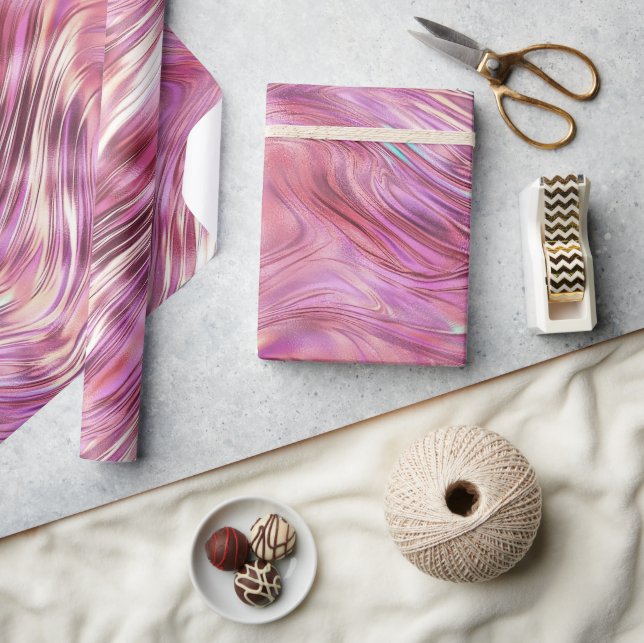 Papel De Regalo Girly Pink Pearl Rosa Gold Glam (Artesanía)