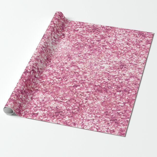 Papel De Regalo Girly Pink Purpurina Confetti (Desenrollado)
