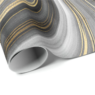 Papel De Regalo Giro negro y dorado