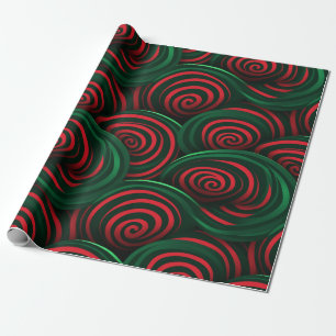 Papel De Regalo Giro rojo y verde 3D de los navidades
