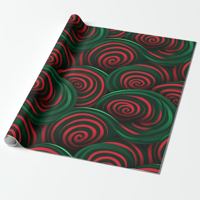 Papel De Regalo Giro rojo y verde 3D de los navidades (Desenrollado)