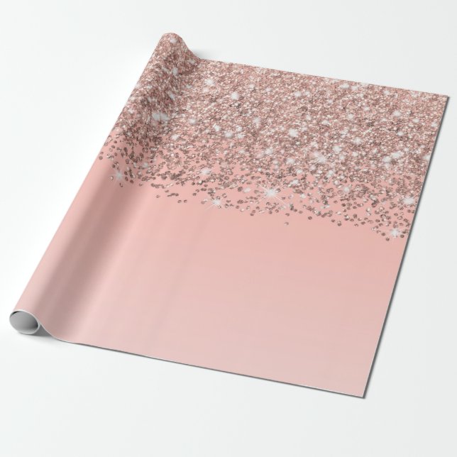Papel De Regalo Giro Rosa Oro Confetti Gradiente Rosa Ombre (Desenrollado)
