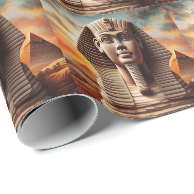 Papel De Regalo Giza Sphinx Head con pirámides Egipto Travel (Esquina del rollo)