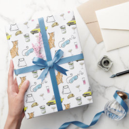 Papel De Regalo Glam 1960 Fiesta de cócteles Whimsical Retro