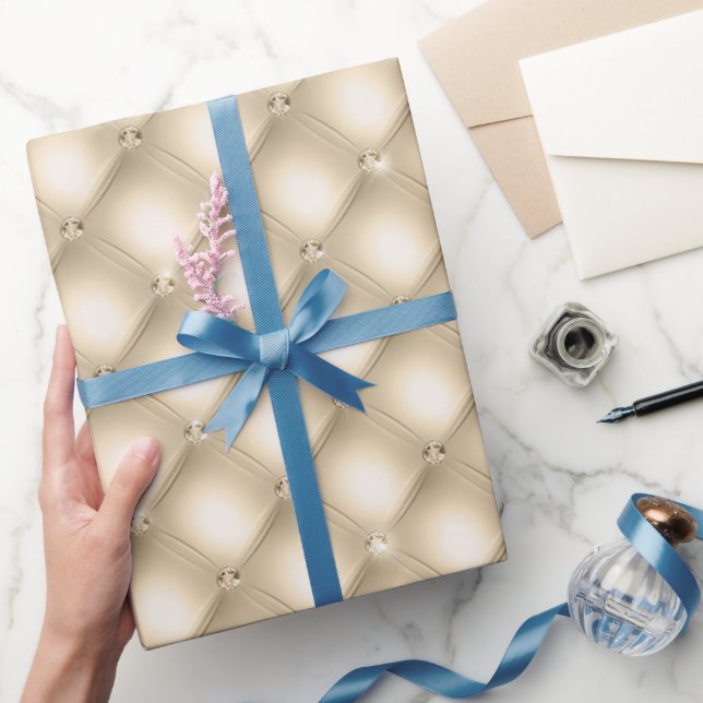 Papel De Regalo Glam Champagne Gold Glitzy Diamonds (Regalar)