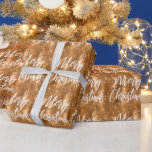 Papel De Regalo Glam Copper Purpurina Floral Merry Christmas Scrip<br><div class="desc">Este papel de envolvimiento moderno y brillante incluye las palabras "Feliz Navidad" en un fondo metalizado de roce con pincel blanco,  decorado con un brillante patrón floral purpurina.</div>