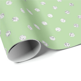 Papel De Regalo Glam Dots Diamonds Mint Green Silver Vip