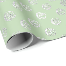 Papel De Regalo Glam Floral Rosas Mint Green Silver Vip