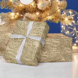 Papel De Regalo Glam Gold Glitz Purpurina Zebra Print