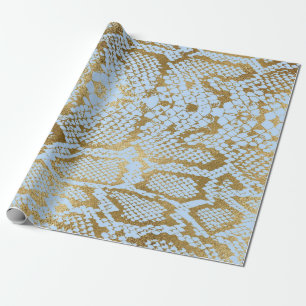 Papel De Regalo Glam Golden Blue Python Snake Skyline Vip