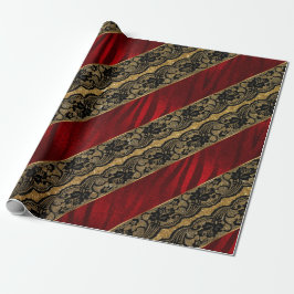 Papel De Regalo Glam Golden Purpurina Red Shiny Black Lace Vip