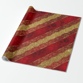 Papel De Regalo Glam Golden Purpurina Red Shiny Lace Vip