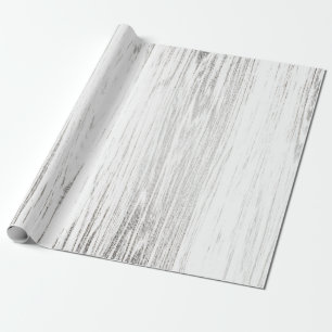 Papel De Regalo Glam mínimo de madera gris blanca plateada